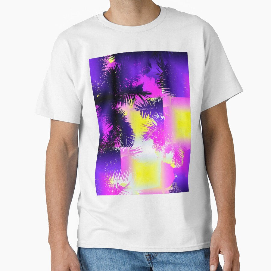 Psychedelic Fluorescent Mosaic Tile Palm Tree Glitch effect by Deegital18