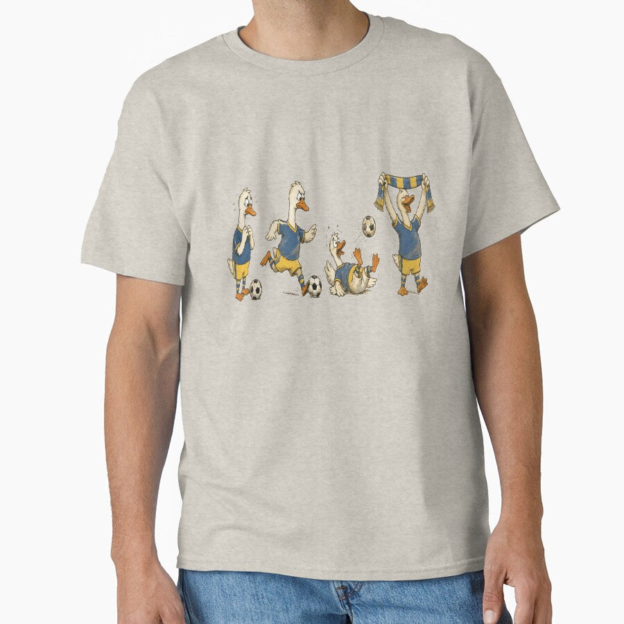 Four Soccer Geese Vintage Cartoon Penalty Kick by POD DYNASTY | Original Print On Demand Graphics