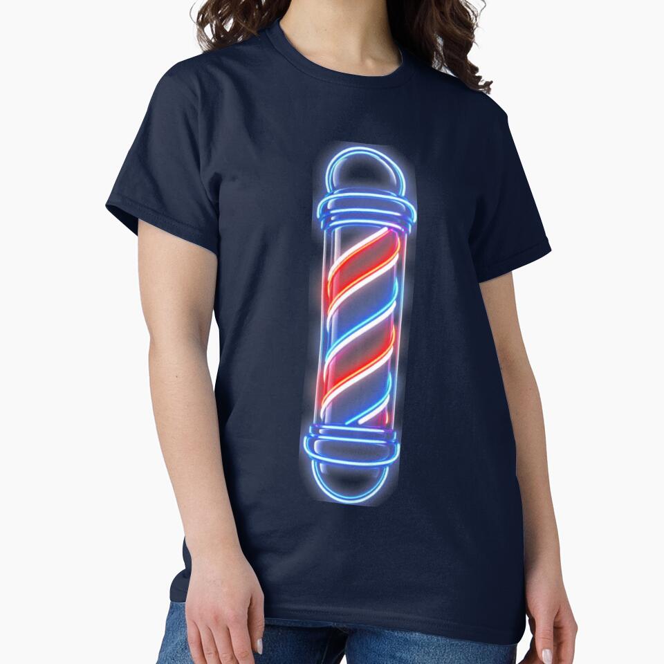 Glowing Neon Barber Pole Retro Vintage Design by Barber MD Culture