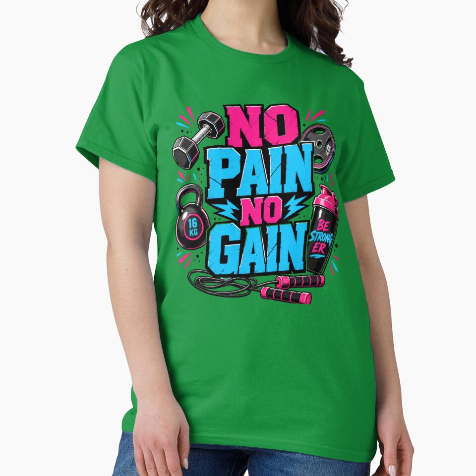 No Pain No Gain Funny gym motivational design for personal trainers, pink and blue exercise and gym lovers by LD ART