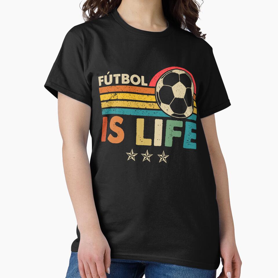 Futbol Is Life Football Lover Soccer Funny Vintage by AdellAddie Unisex , , , Long Sleeve Tee