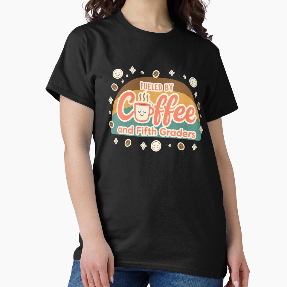 Retro Fueled By Coffee and Fifth Graders Teacher Coffee Mug by FestivityFinds