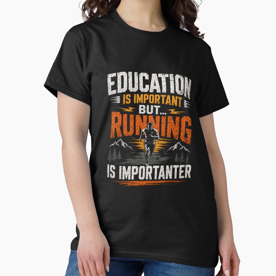 Education Is Important But Running Is Importanter Funny Runner Marathon by SkeletonsDanger