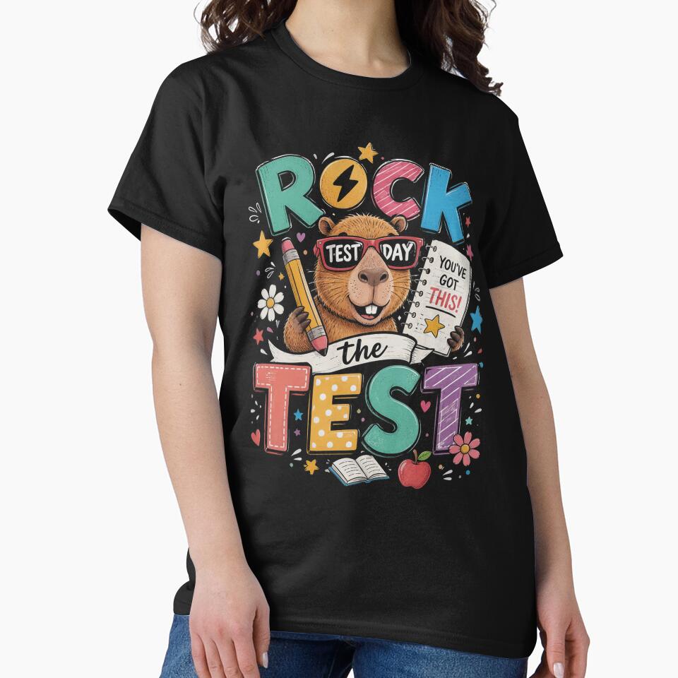 Rock The Test Day Funny Capybara Exam Testing Day School by OlakunleOloroz