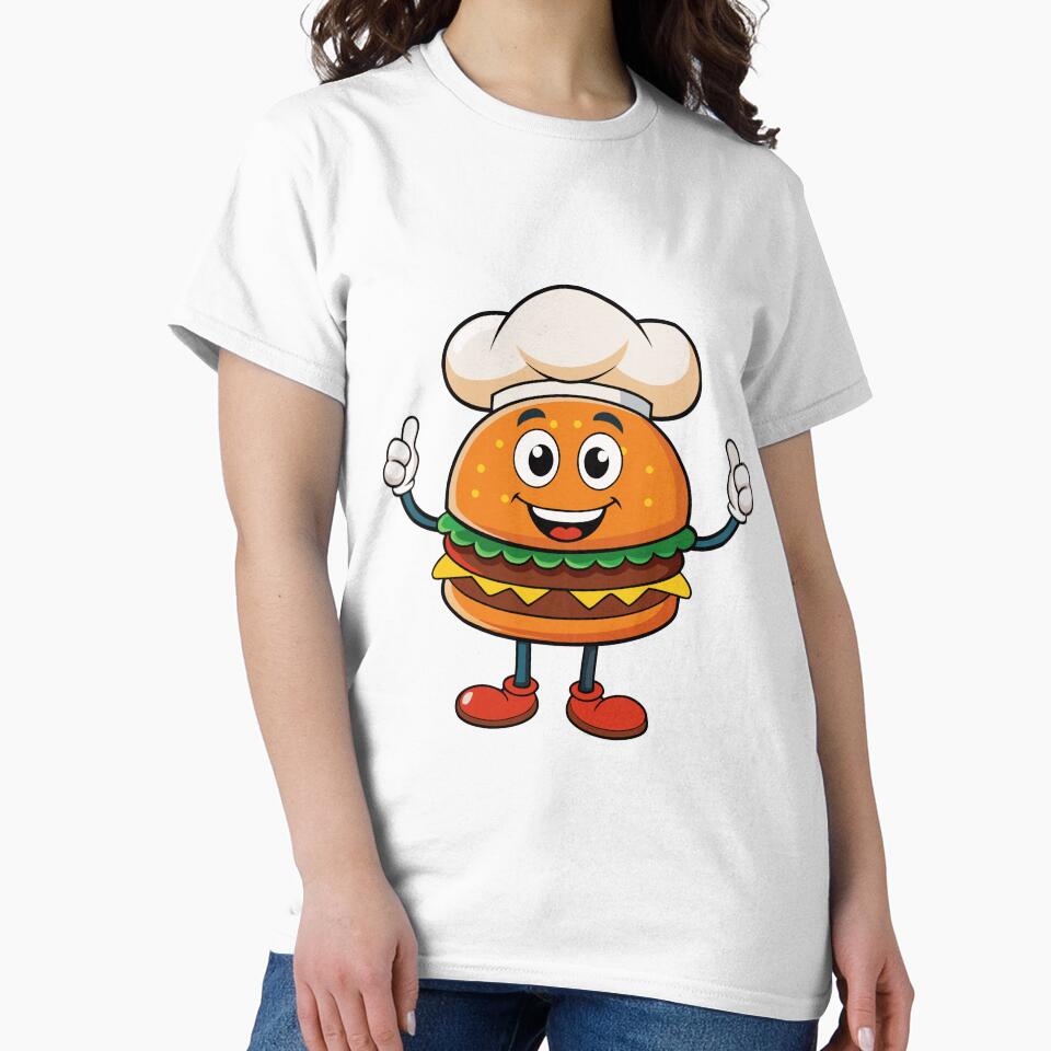 Funny Burger Chef Cartoon – Cute Fast Food Character Illustration by Graphizia