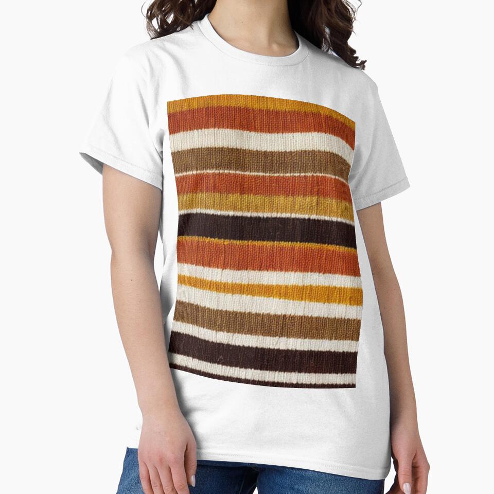 Brown Orange Horizontal Woven Stripe Textile Pattern by SassyArtistry