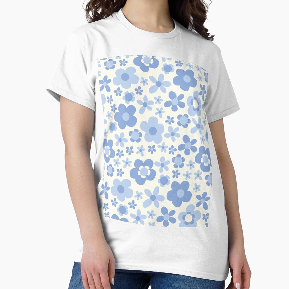 PASTEL BLUE BOHO RETRO FLOWERS by blomastudios