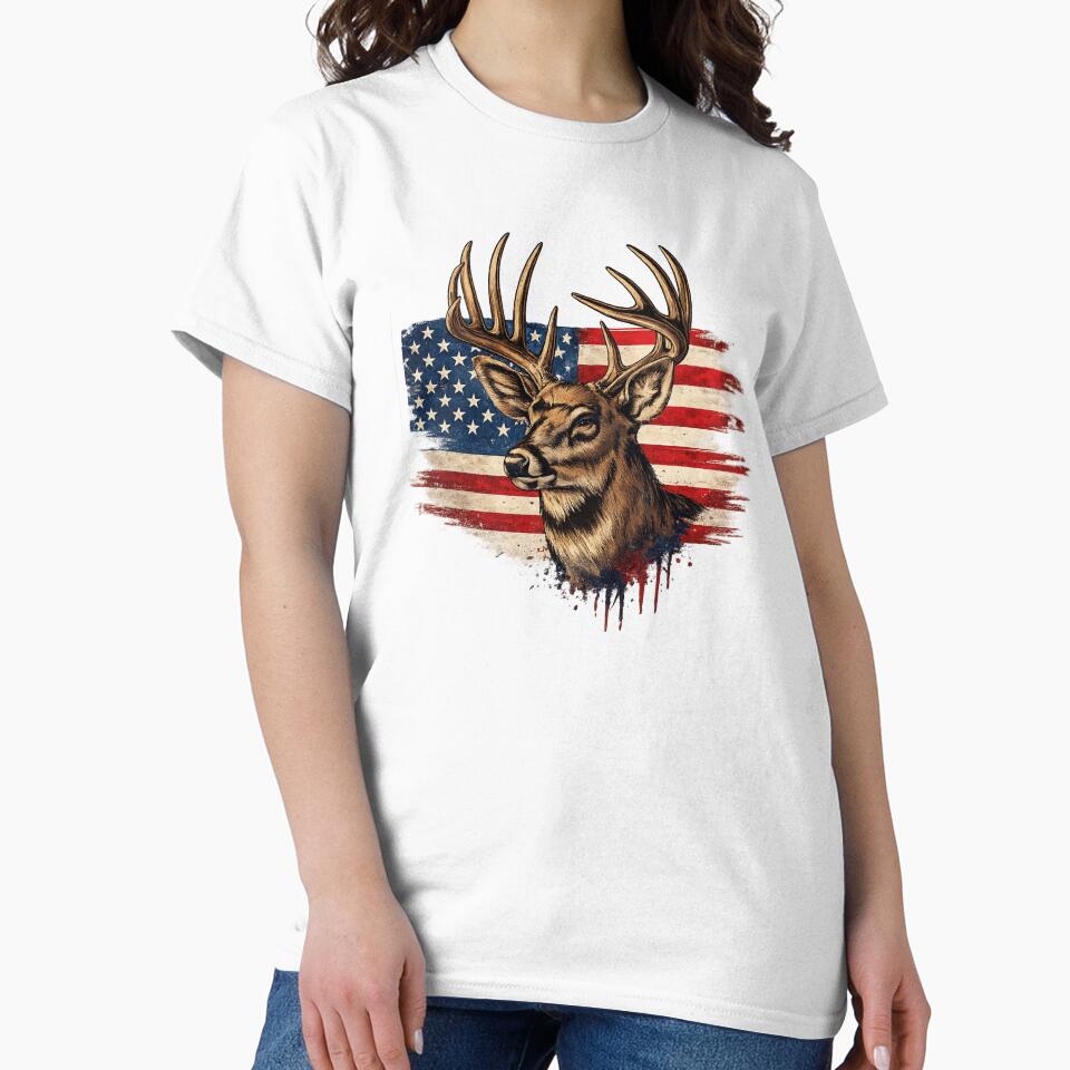 American Flag Deer Patriotic by RawEdgeStudios