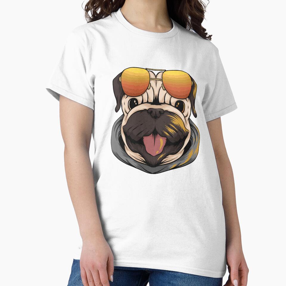 Cute Pug wearing sunglasses by kalud-zoldyck