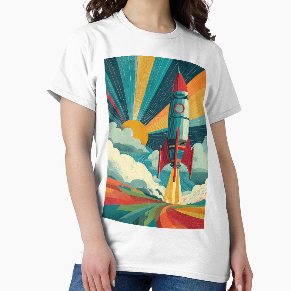 Retro Rocket Launch - Mid-Century Modern Space Art by DanielY01