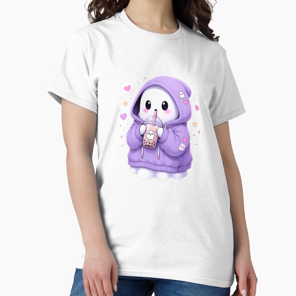Cute chubby ghost wearing oversized hoodie by : CraftyVibes
