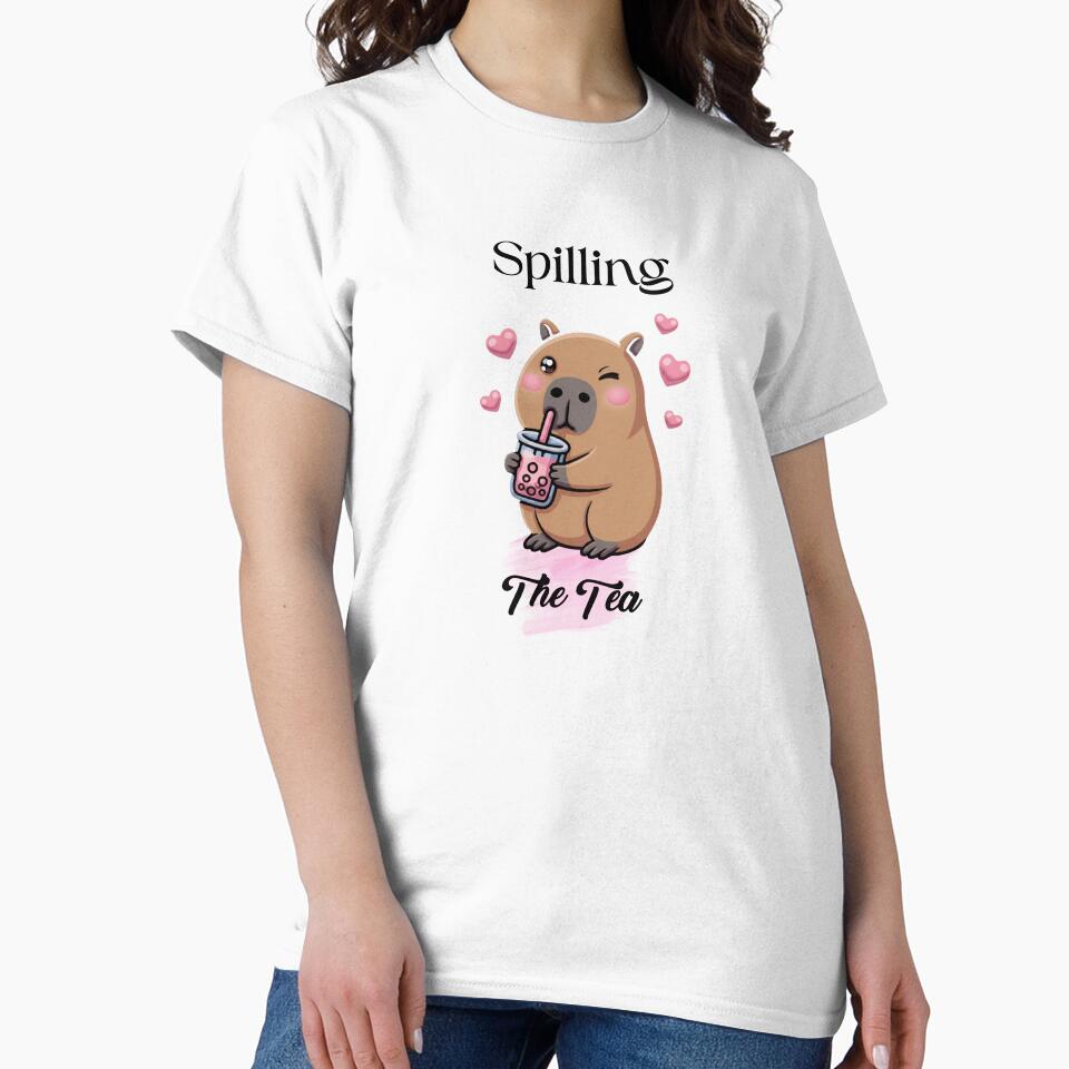 Spilling The Tea Capybara Funny Logo by logowannawear
