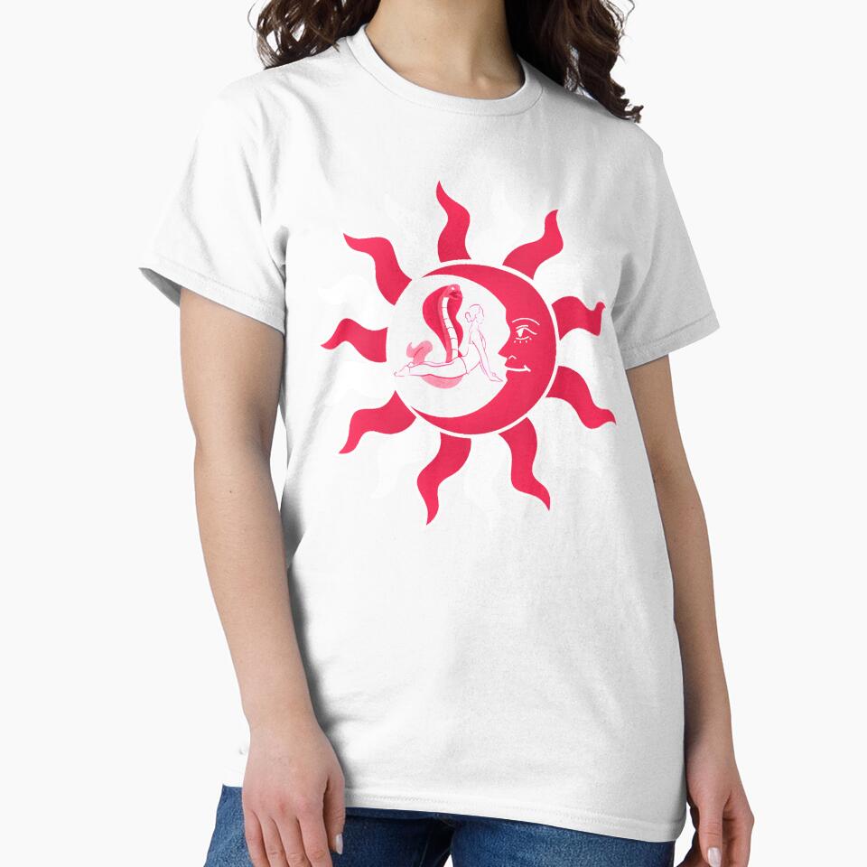 Snake Yoga Pose With Moon And Sun by TeesFashion