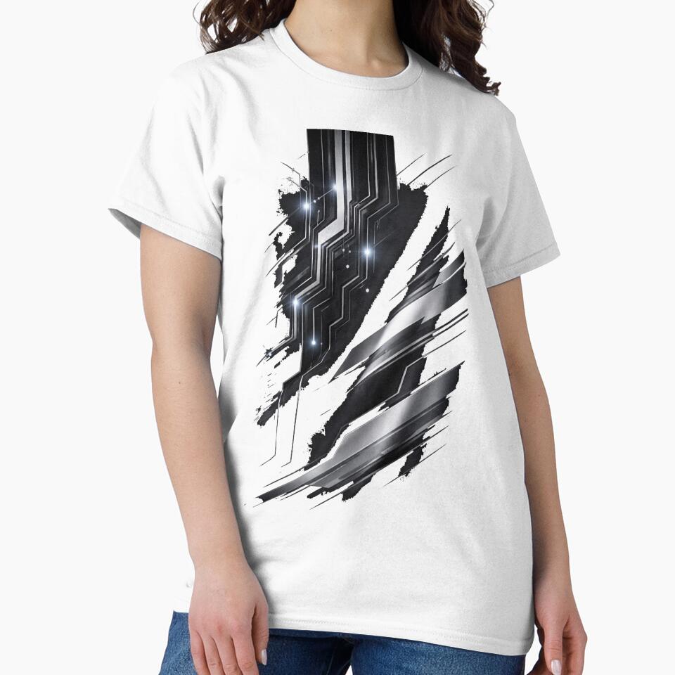 Futuristic Circuit Lines T-Shirt | Dark Tech Cyber Hoodie Art by KDesignCrafts