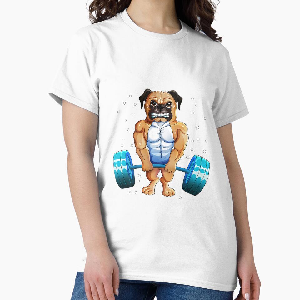 PUG WEIGHTLIFTING WORKOUT DOG OWNER EXERCISING by sobriowslen