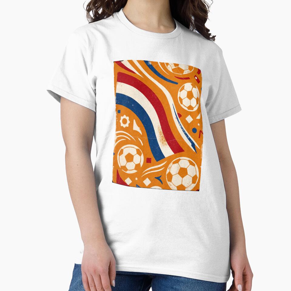 Netherlands Retro Pattern | Vintage Oranje All-Over Print Soccer Design by Nexus Space Unisex , , , Long Sleeve Tee