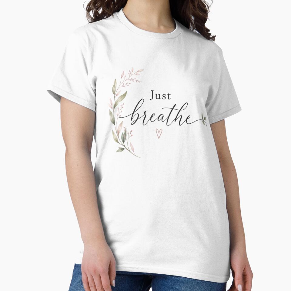 Just Breathe Minimalist Quote Design | Calm Aesthetic Typography Art by Sanika arts