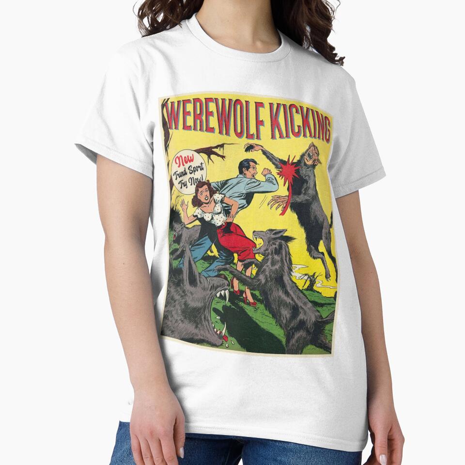 Vintage Werewolf Kicking Sport Retro Horror Poster Wolf Gift by TheAplus