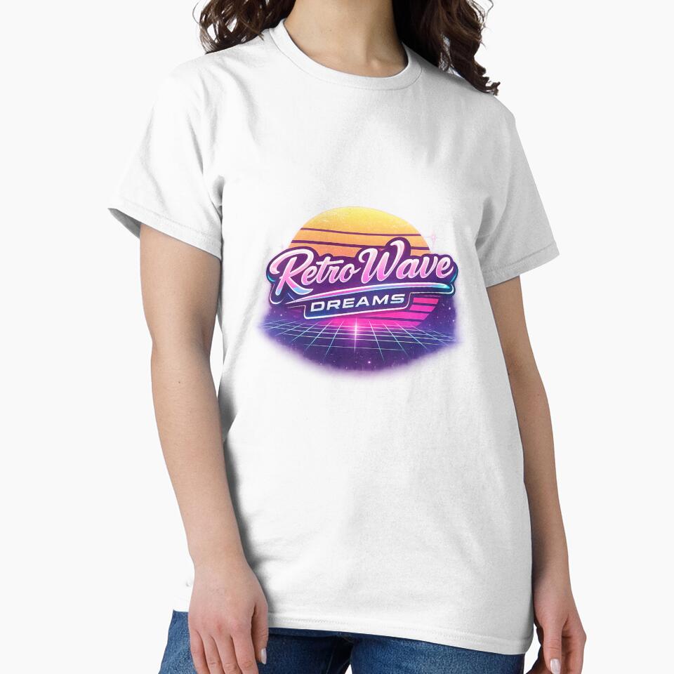 Retro Wave Dreams – 80s Synthwave Vaporwave Neon Sunset T-Shirt Design by RelateAndTee