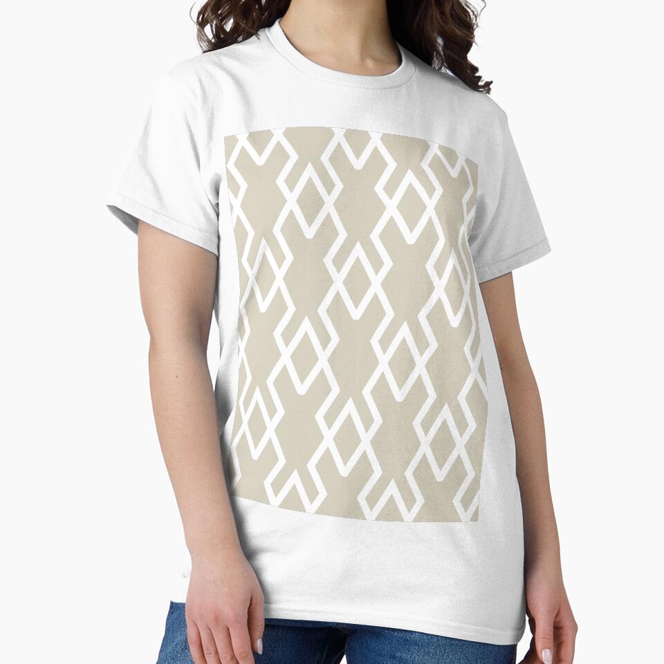 Tan and White Tessellation Line Pattern 19 Pairs DE 2022 Popular Color Doric White DET641 by ColorOfTheYears