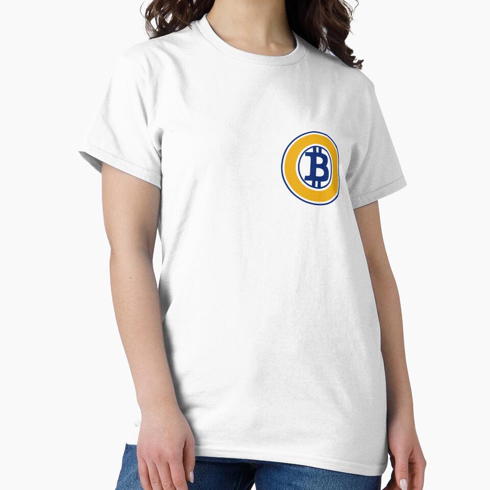 Bitcoin Gold BTG Cryptocurrency Blue and Yellow Logo by achristiaf