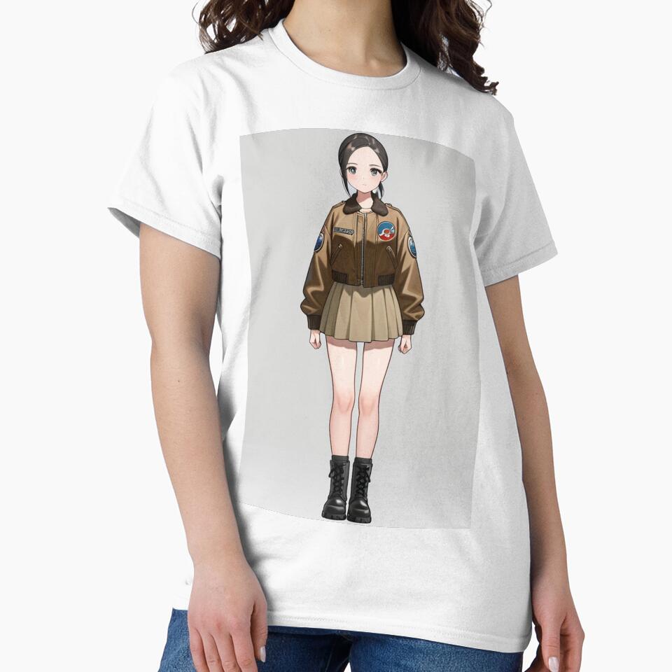 Fashion - Woman in Brown Bomber Jacket Mini Skirt Combat Boots Anime Variant 3 by AnimeShin