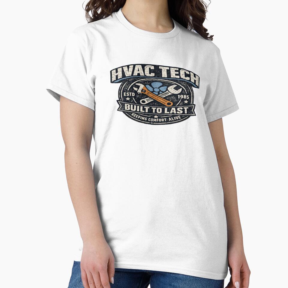 HVAC Tech Built to Last - Vintage Heating & Cooling Tradesman Emblem by FrozenHeat97