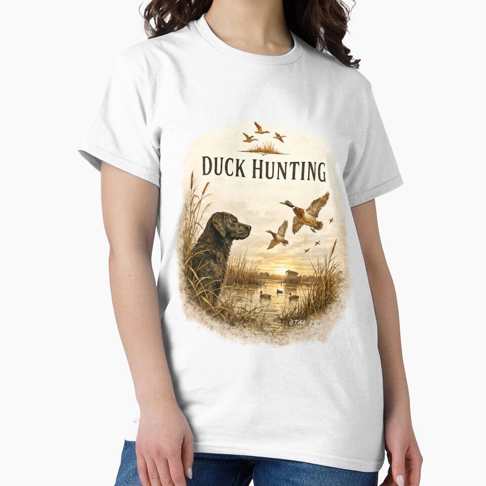 Black Labrador Duck Hunting PNG | Waterfowl Retriever Vintage Sketch Design by TammyHunterArt