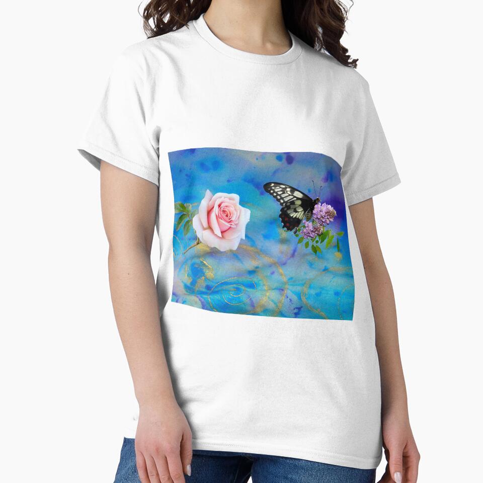 Soft Rose butterfly textile art by Aquila Light Pictures