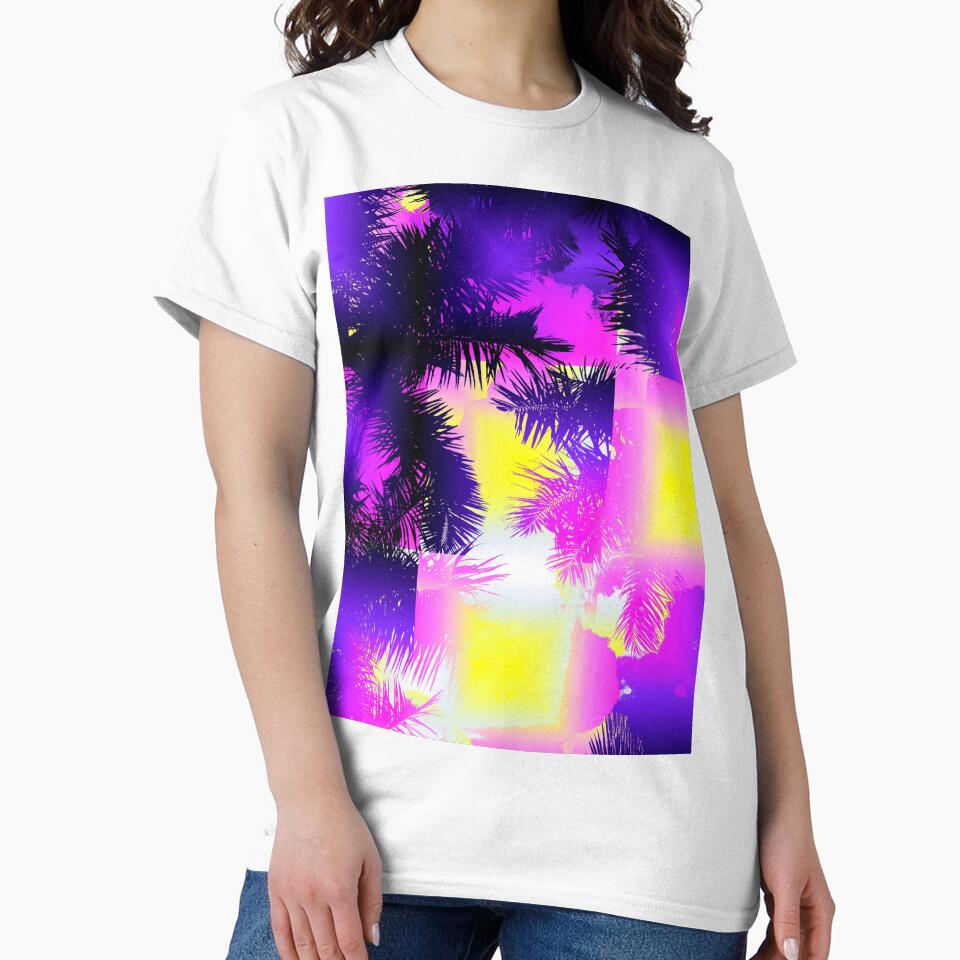 Psychedelic Fluorescent Mosaic Tile Palm Tree Glitch effect by Deegital18