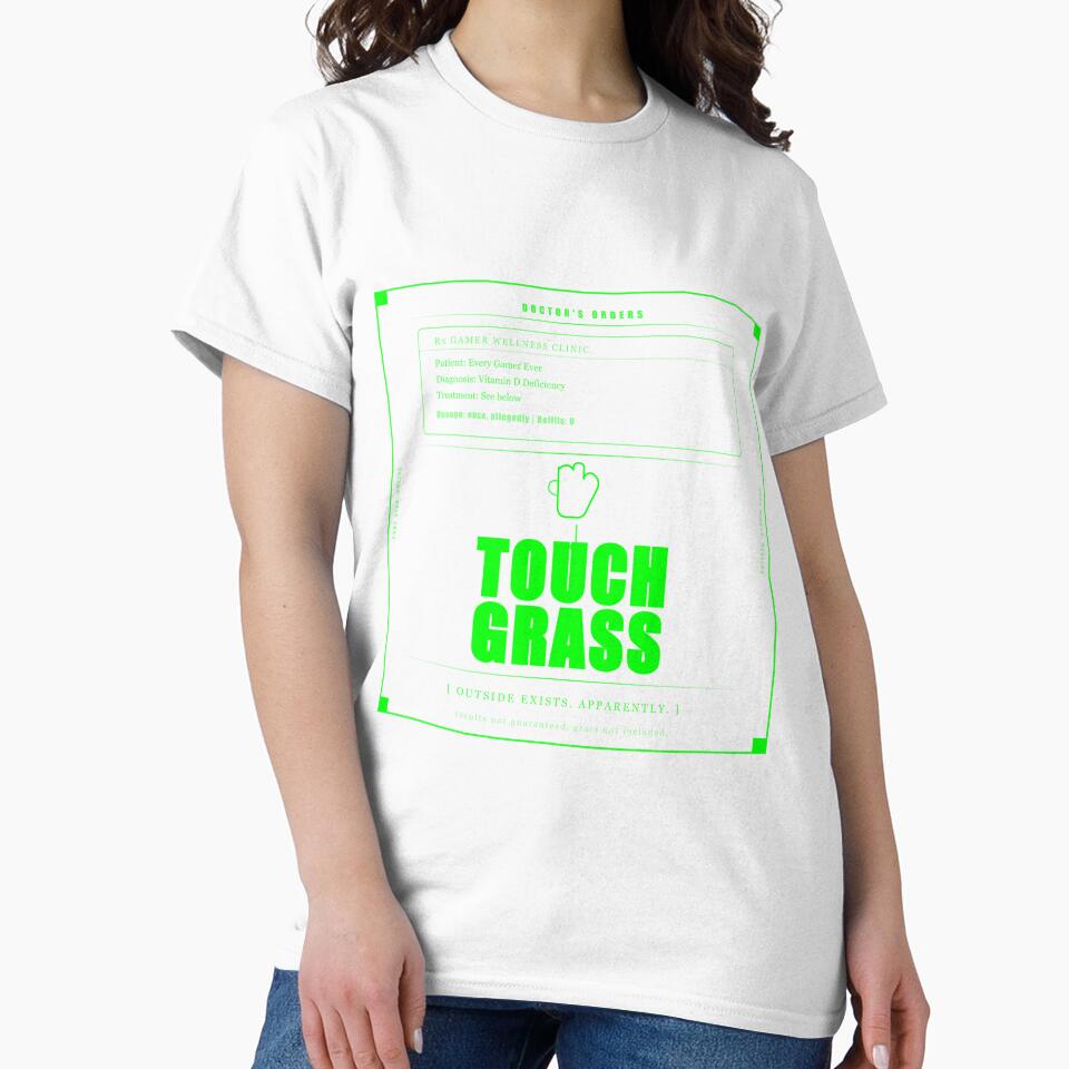 Touch Grass Doctor Prescription Funny Gamer Humor Neon Dark by Mega-Shopping