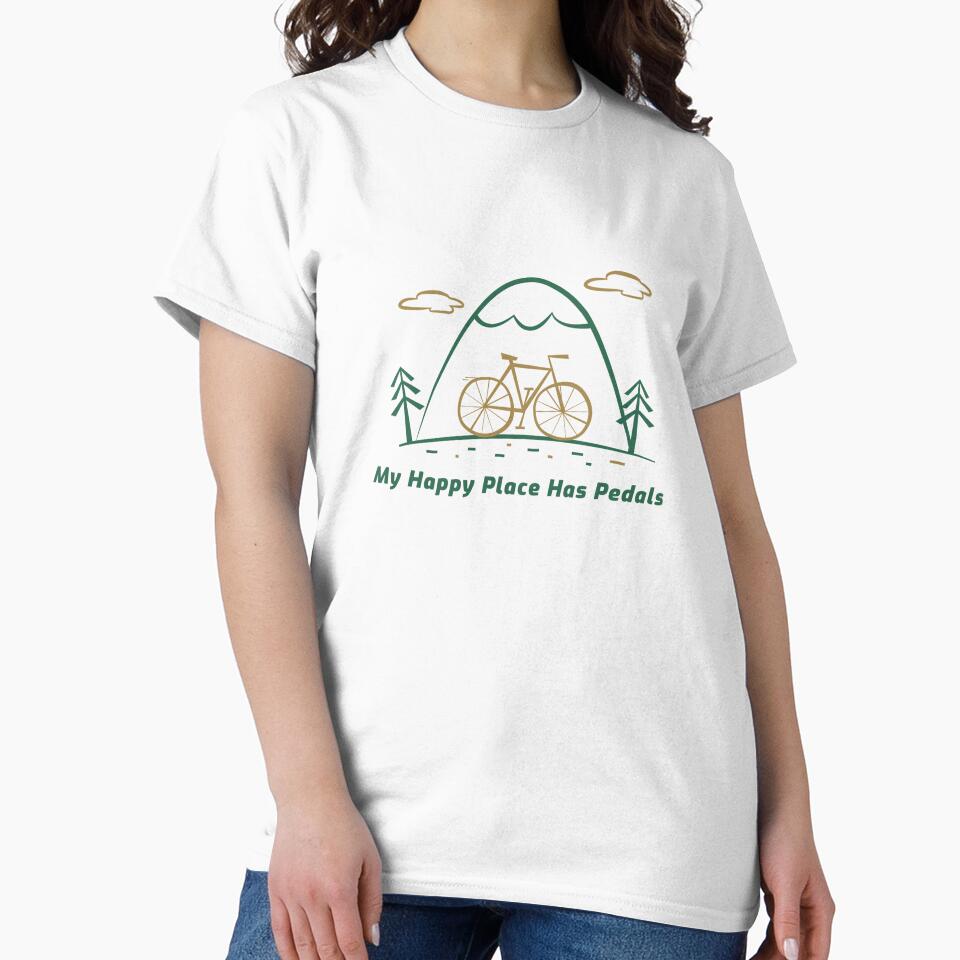 My Happy Place Has Pedals enjoy cycling t-shirt by FigTreeFactory
