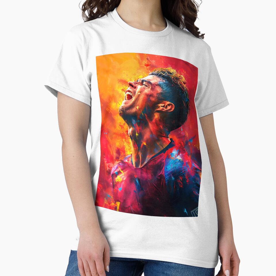 Cristiano Ronaldo Celebration Colorpainting by Tokyo Retro Unisex , , , Long Sleeve Tee