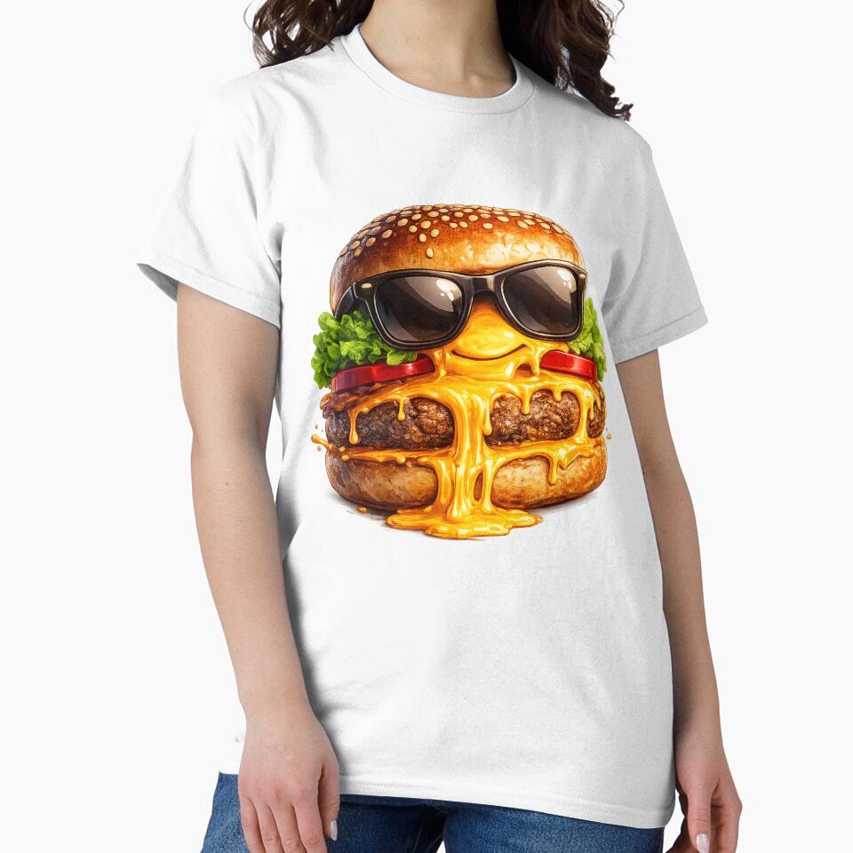 Cool Sunglasses Burger: Funny Character Cheeseburger Humor Art by irfanshikh