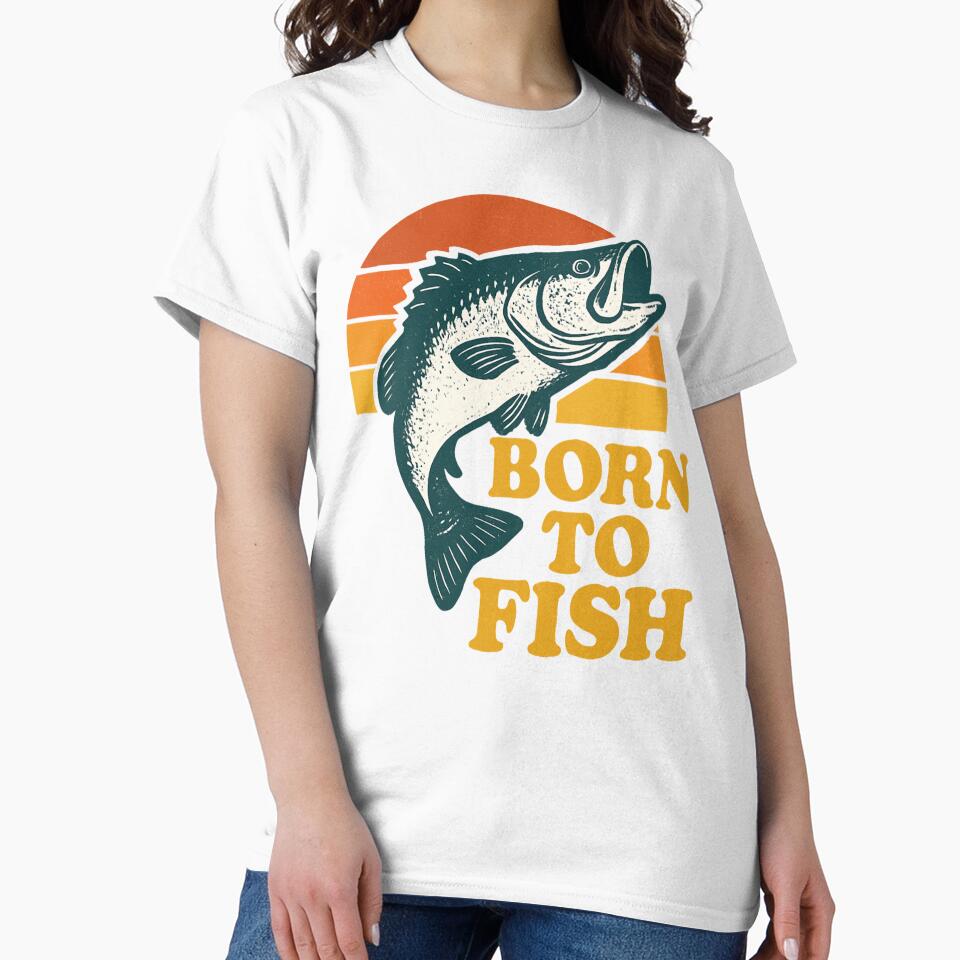 Born To Fish – Vintage Sunset Angler Fishing Lover Retro Outdoor Design by SaDesign99