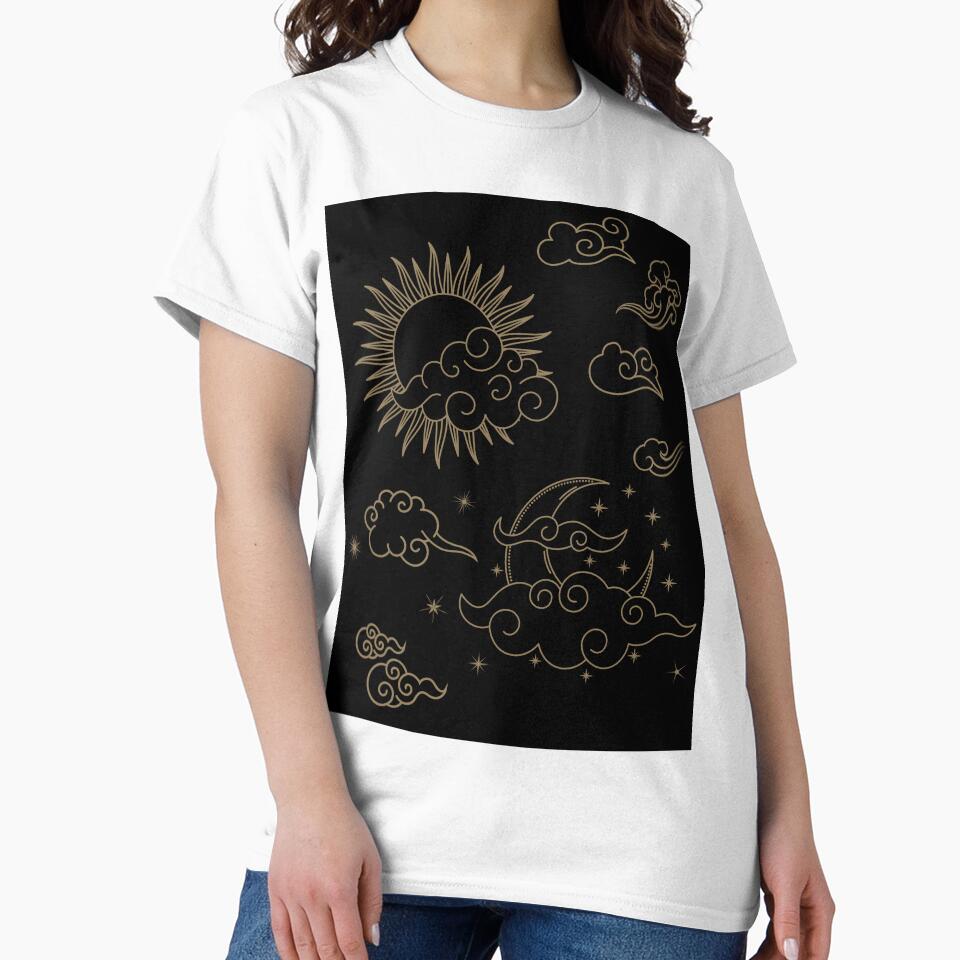 sun and moon celestial abstract line art by cutecrazytshirt