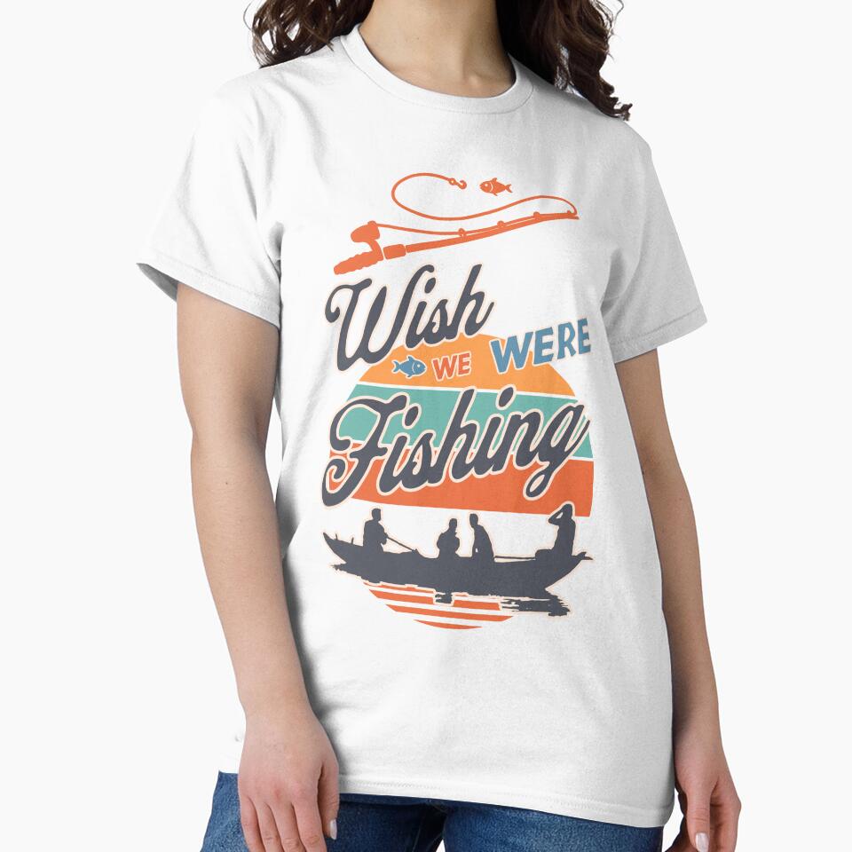 Wish We Were Fishing Retro Design by DesignByJMc