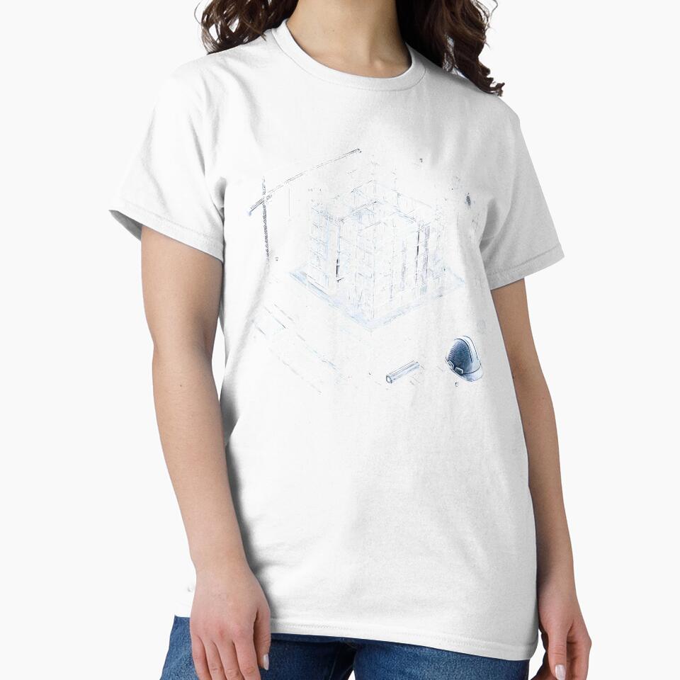 Architectural Blueprint Art | Digital Construction Design | Engineering Blueprints | Modern Building Plans by PandaTShirtShop