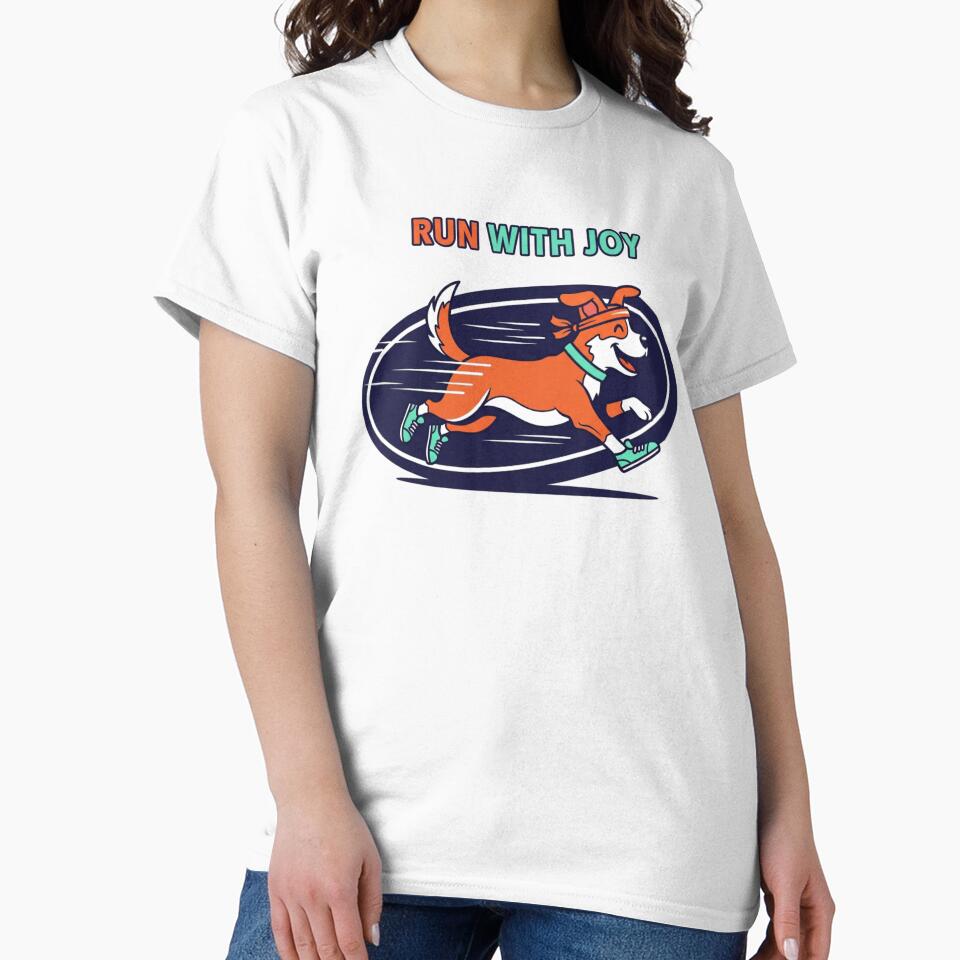 Run With Joy Cartoon Dog Running Graphic | Happy Runner Pet Owner Gift by Design_Your_Day