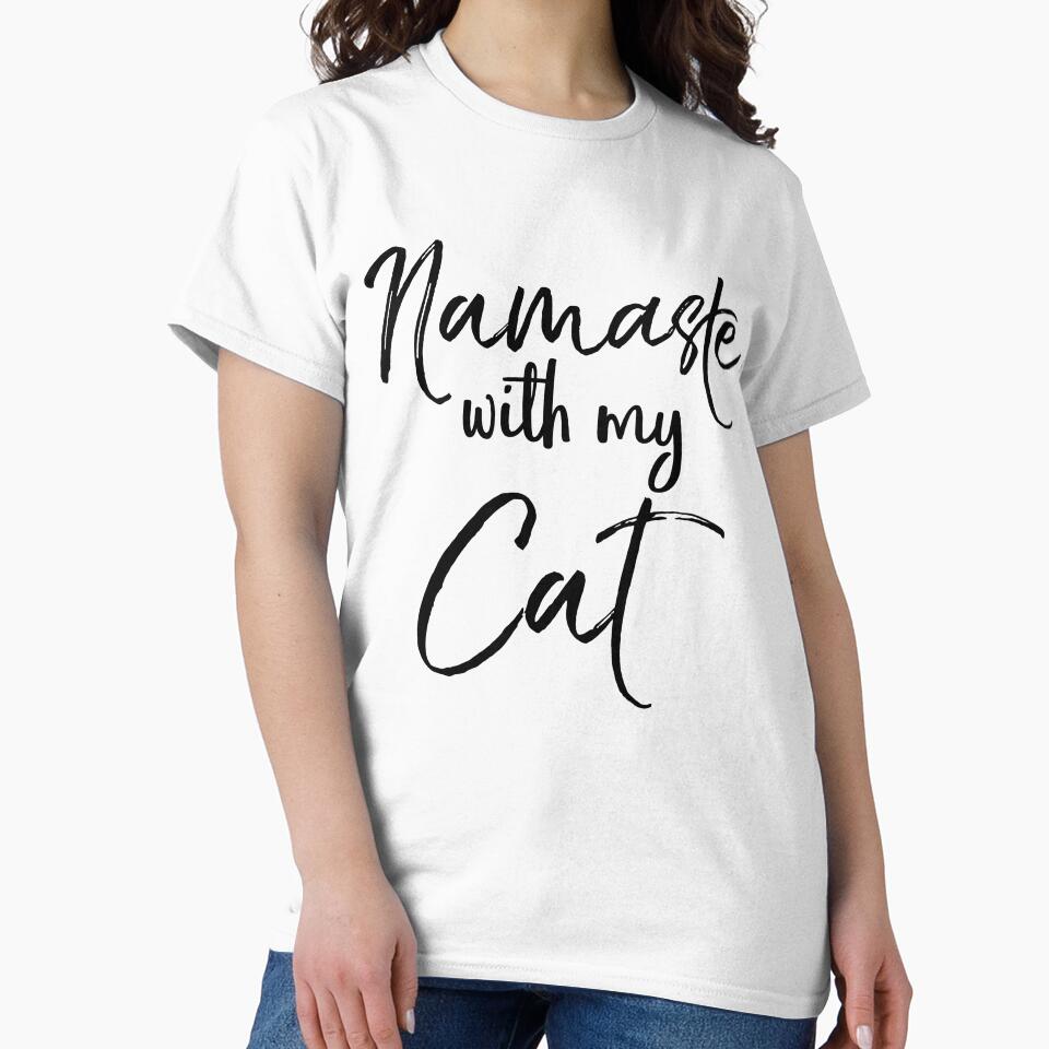 Namaste with My Cat Cute Yoga Quote by TNDesignStudio