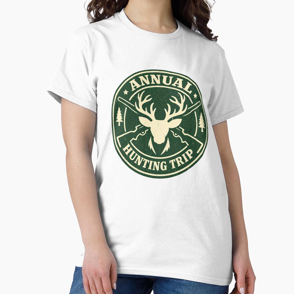 Annual Hunting Trip Vintage Badge – Deer & Rifle Outdoor Crest Design by EastEndTownie