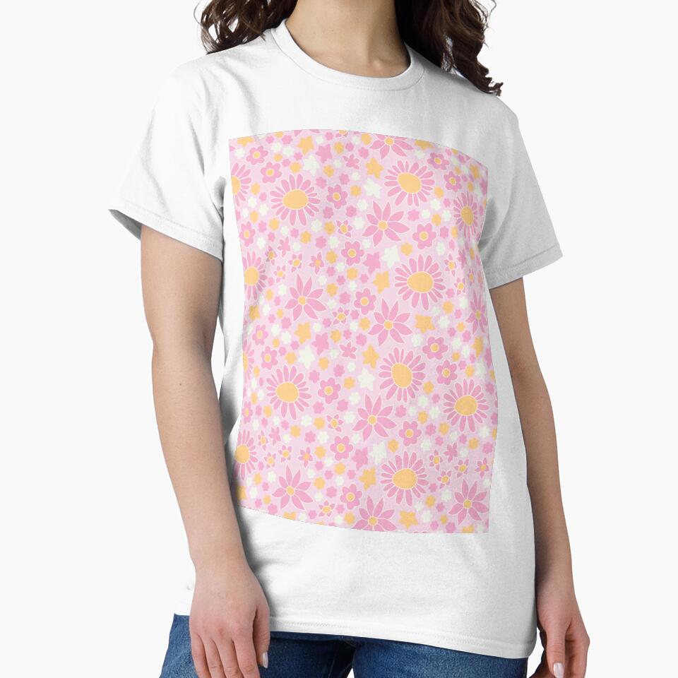 RETRO FLOWER POWER PASTEL PINK by blomastudios