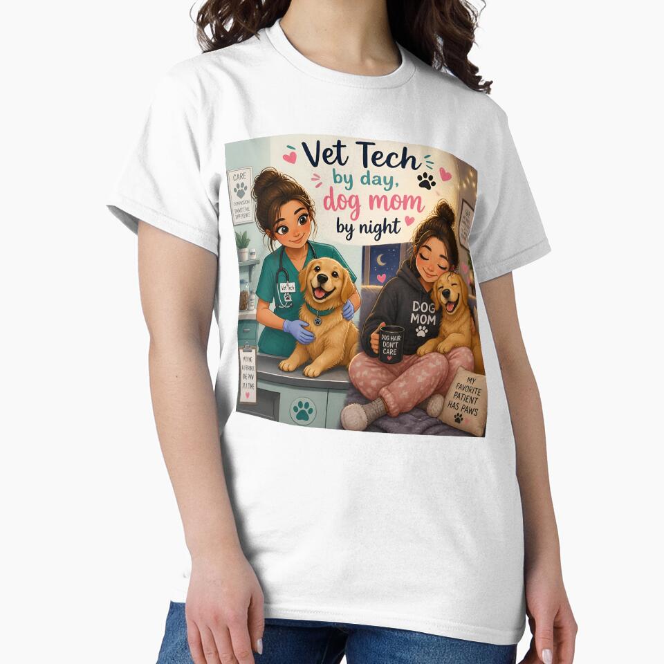 Vet Tech by Day Dog Mom by Night — Funny Vet Tech Dog Mom Gift Shirt by DoggyDayLove