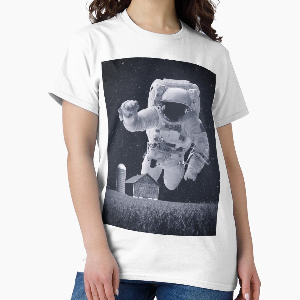 An astronaut floats above a farm. (Based on Interstellar) Blue style by Drawings Project