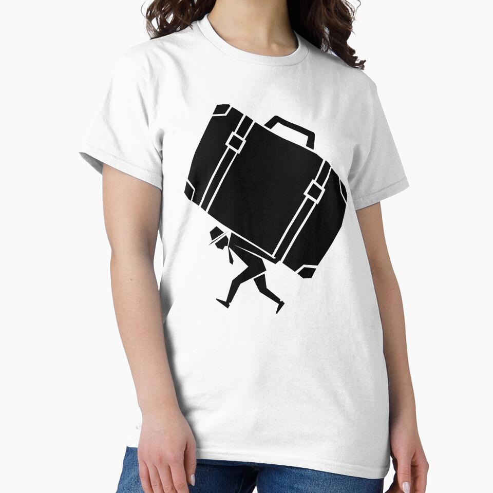 Geometric Person Carrying Oversized Suitcase by matybrak
