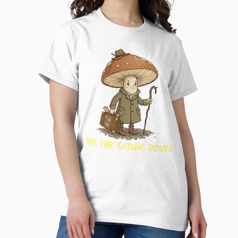 Take the Scenic Route-  Whimsical Mushroom Art Design by Willow & Ink