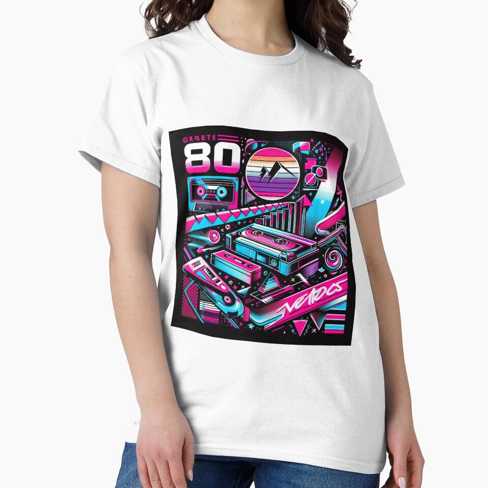 Retro Revolution: 80s Arcade & Cassette Neon Tee by JOshopx