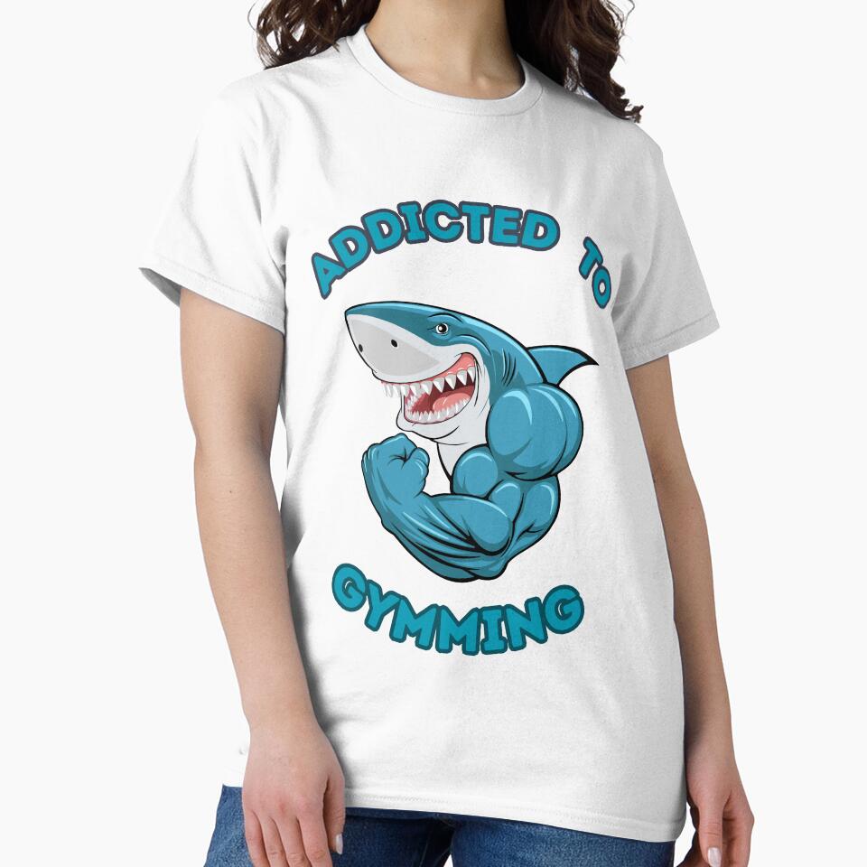 Addicted to Gymming- Classic Gift  of Gym essentials for Gymn Lovers on blue bg by mndesignworx