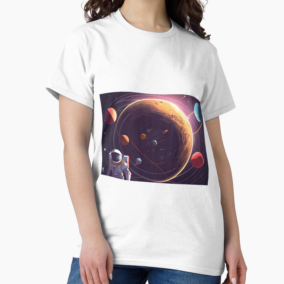 Solar system. Colorful planets, galaxy and universe. Astronaut in space. Space cartoon by anytka