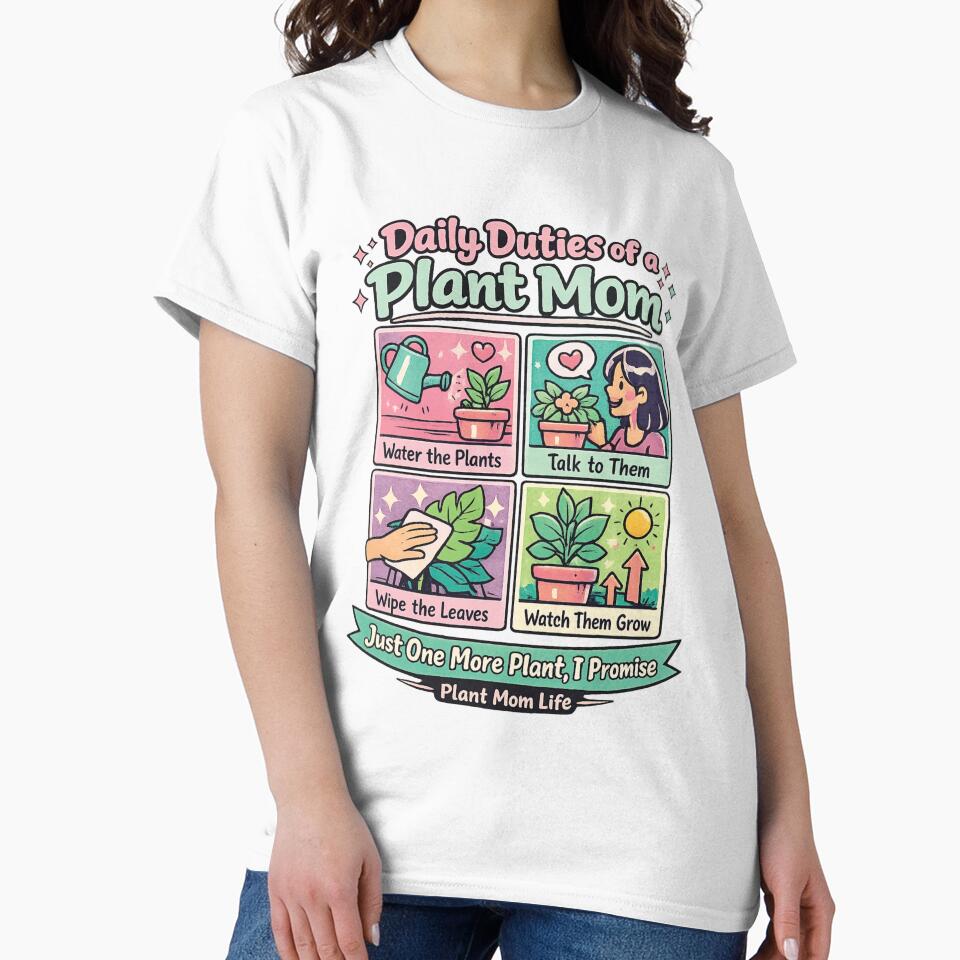 Plant Mom Shirt “Just One More Plant I Promise” Funny Retro Doodle Gift by Lansangsan